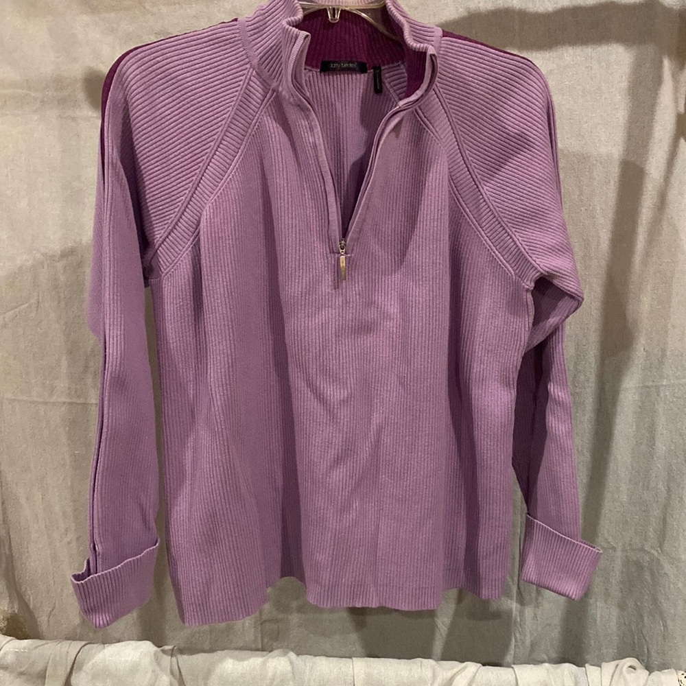Purple 1/2 zip ribbed sweater